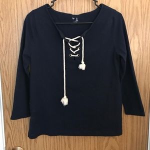 Gap long sleeve top with rope stitching detail